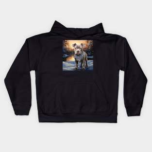 Pit Bull In Winter Kids Hoodie